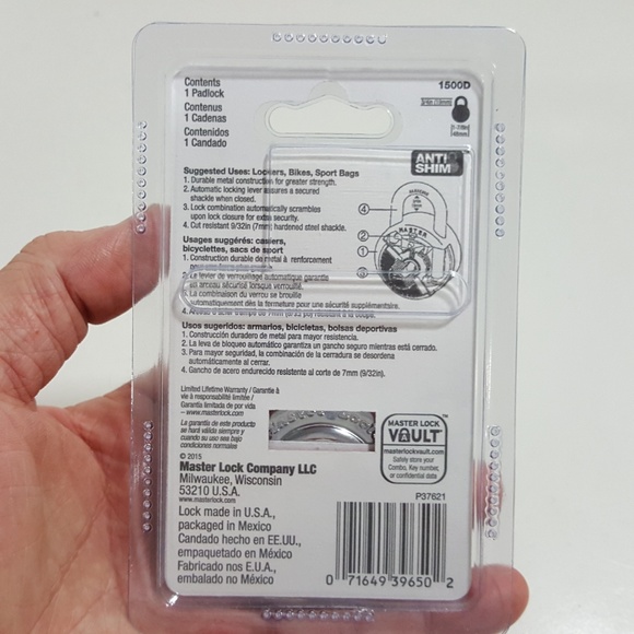 MASTER LOCK DIAL COMBINATION LOCK 1500D NEW IN PAC - Picture 2 of 2